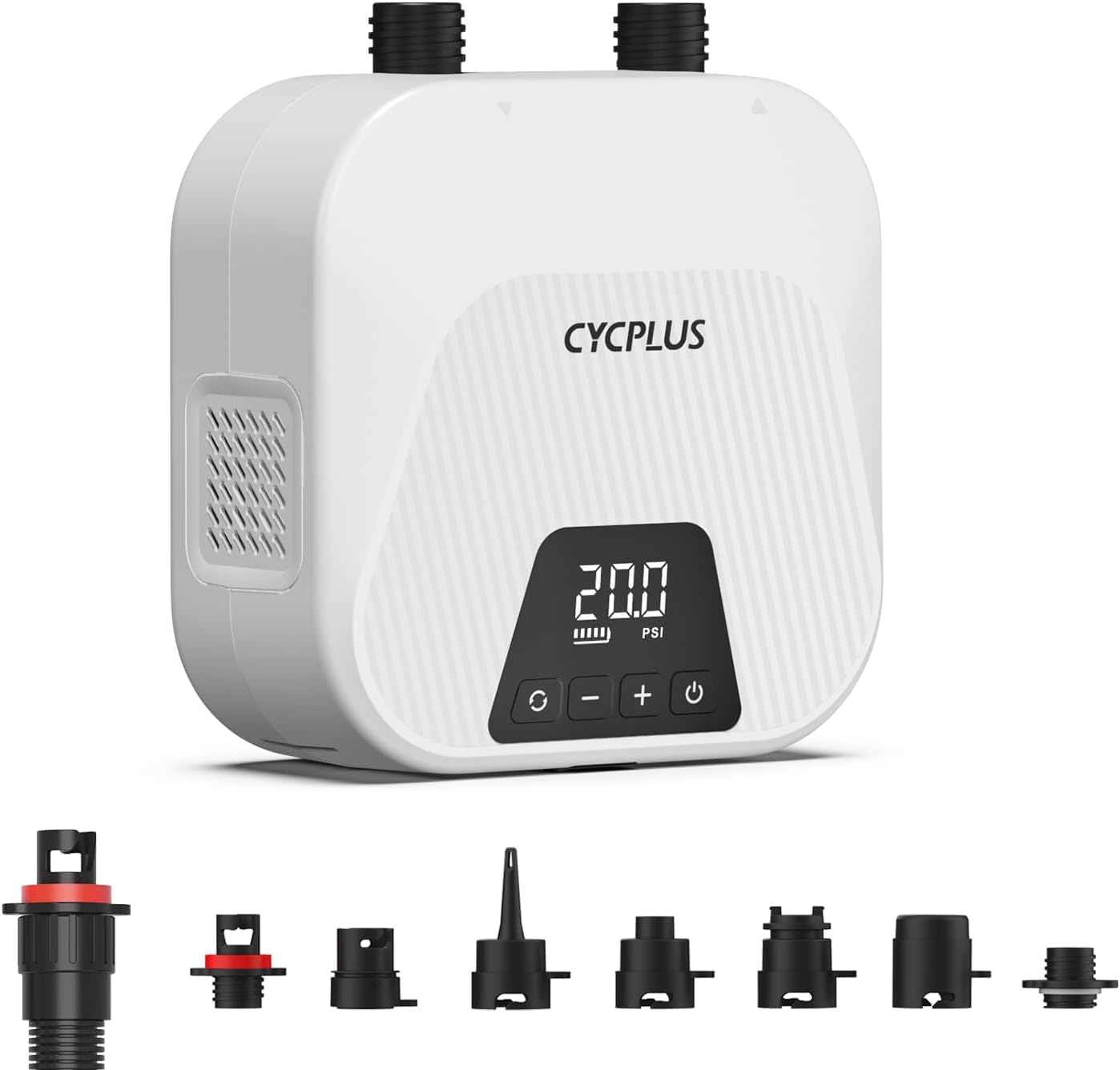 CYCPLUS Smart SUP Air Pump, 20PSI, 38.48Wh Battery, Inflation & Deflation | Compact size, 1.14kg, Auto-Off, 7 Nozzles, Air Pump for Stand Up Paddle Boards,Surfing Kite, Tent, Mattress