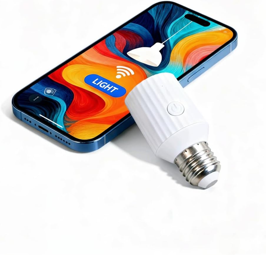 LoraTap Smart Wi-Fi Light Bulb Socket Adapter, Voice for Alexa/Google, Smart Life App Group & Timer, 60W Max, Incandescent Compatible, E26/E27