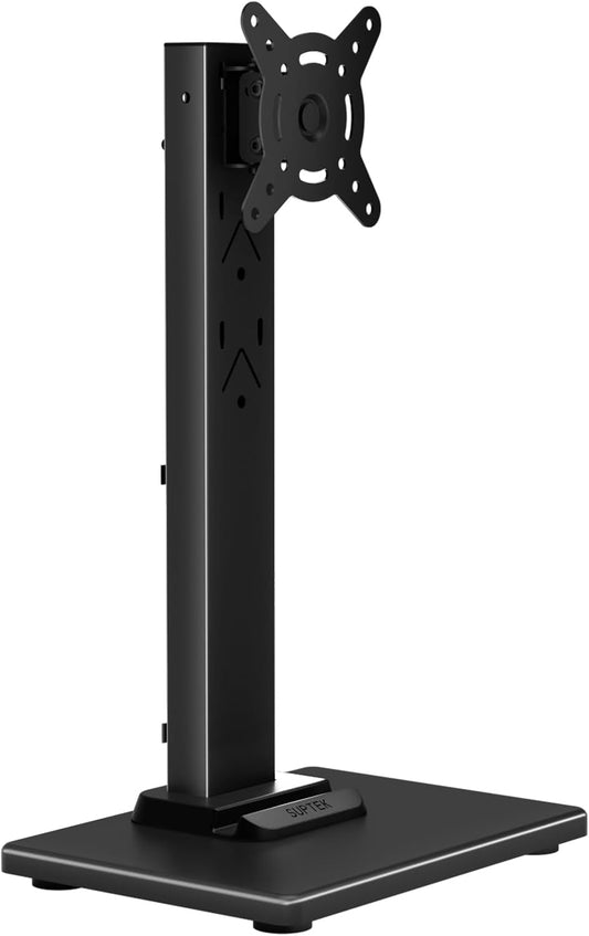 Suptek Single LCD Monitor Stand Mount Riser for 13-43 Inch Screen | Holds up to 44lbs, Free-Standing, Swivel, Height Adjustable, Rotation, 50-100mm VESA Base