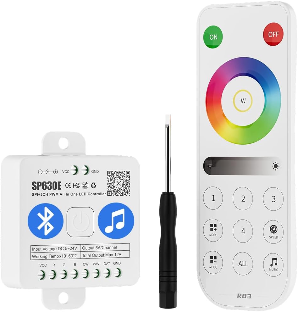 BTF-LIGHTING SP630E Bluetooth LED Controller Support PWM Monochrome CCT RGB RGBW RGBCCT Or SPI TTL IC Chip LED Strip WS2811 WS2812B WS2813 WS2814 WS2815 SK6812 LB1934 etc DC5V DC12V DC24V