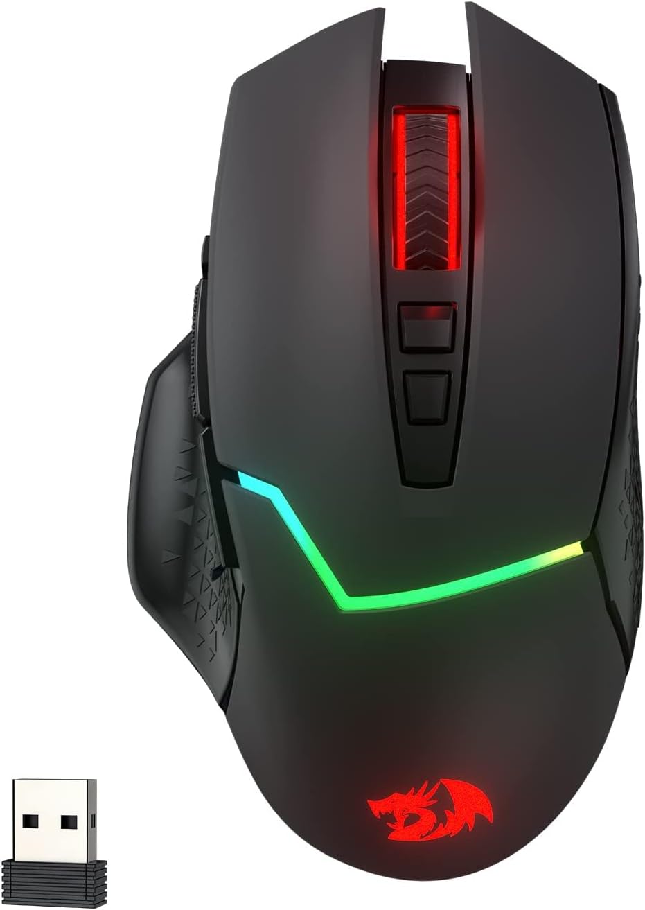 Redragon M690 PRO Wireless RGB Gaming Mouse 8000 DPI Remapping Keys | Cable-Free 0 Delay, Rapid-Fire Macro Keybinds, Vibing Backlight, Ergonomic Grip Body Comfort
