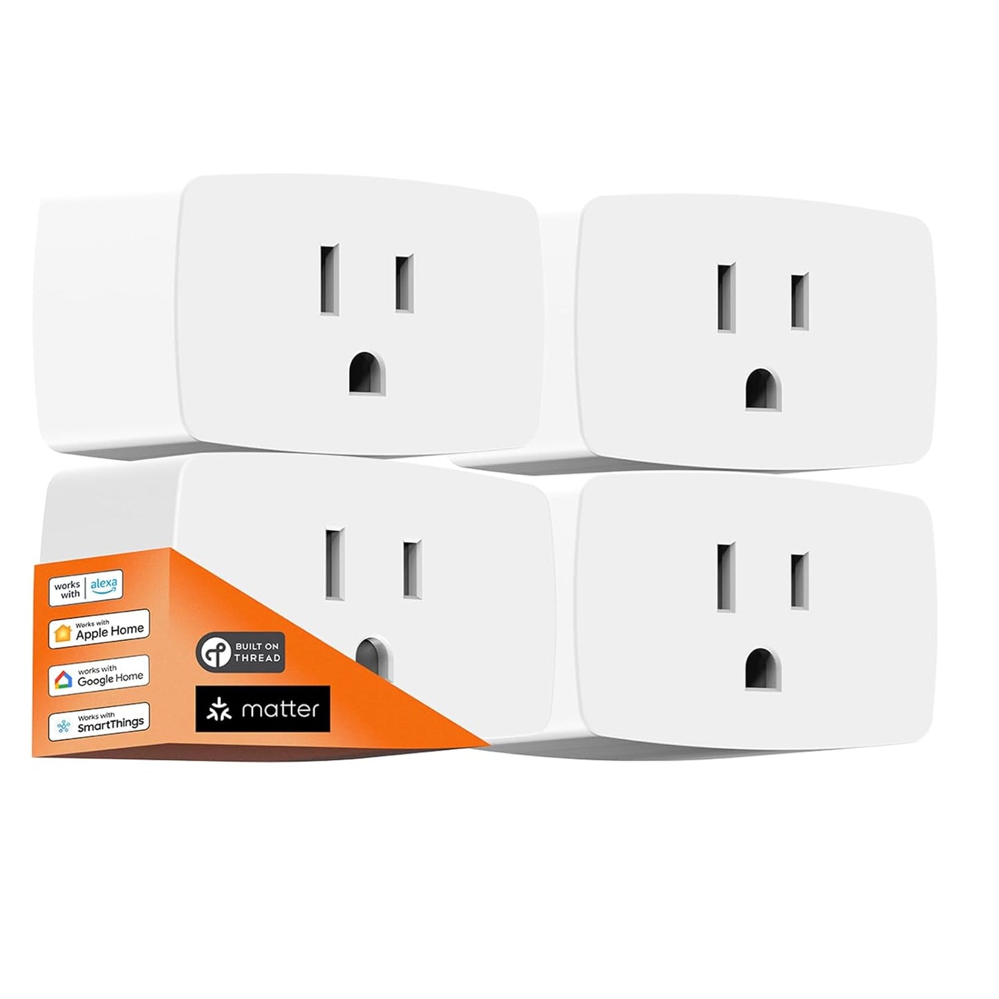 Onvis Matter Over Thread Smart Plug, Smart Mini Outlet, Works with Apple Home, Alexa & Google Home, 15A/1800W （4Pack）