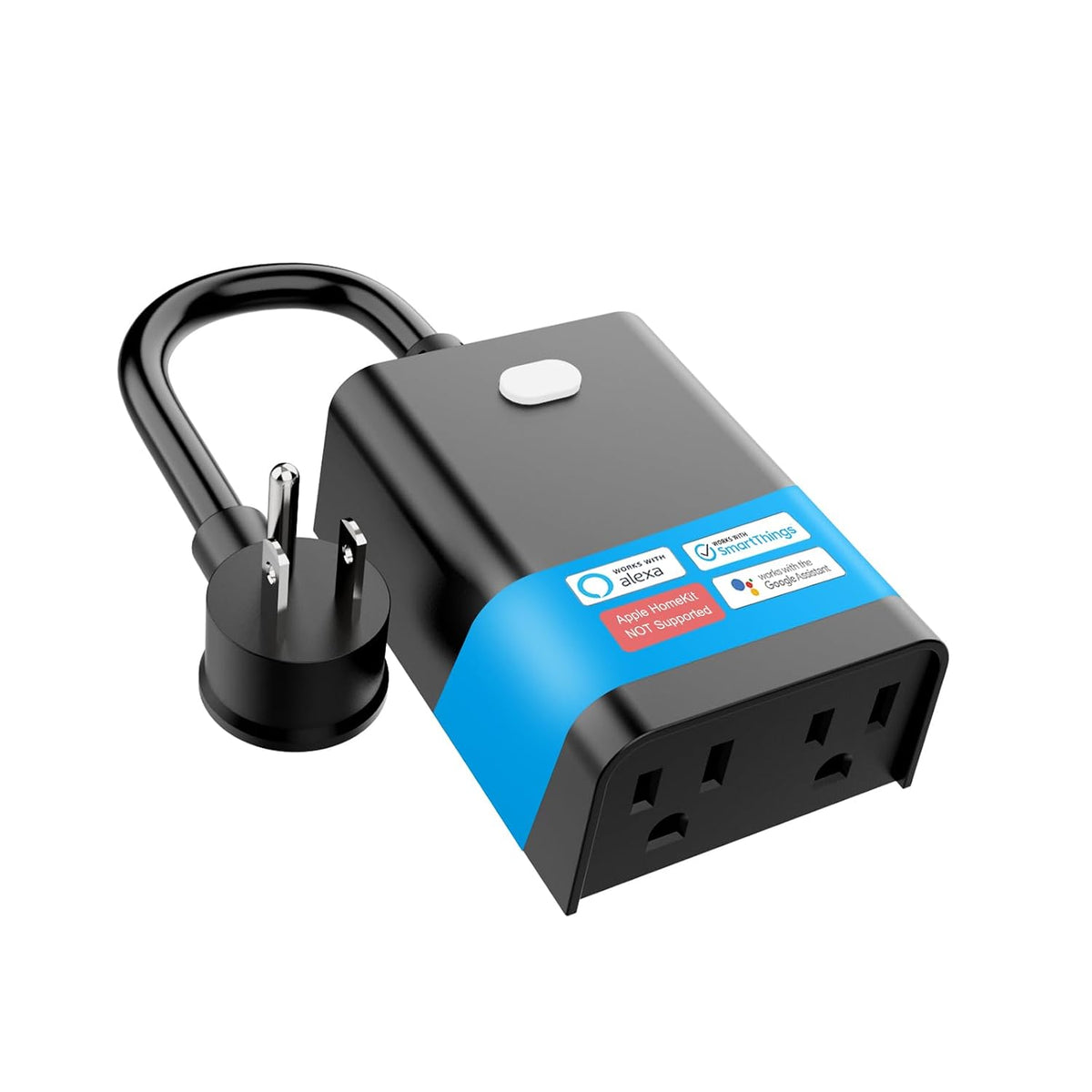New One Outdoor Smart Plug, 2.4G WiFi Outdoor Outlet with Dual Outlets, Compatible with Alexa, Google Home, Smart Life, Wireless Voice Remote Control, IP65 Waterproof, 125V 15A ETL FCC Certified