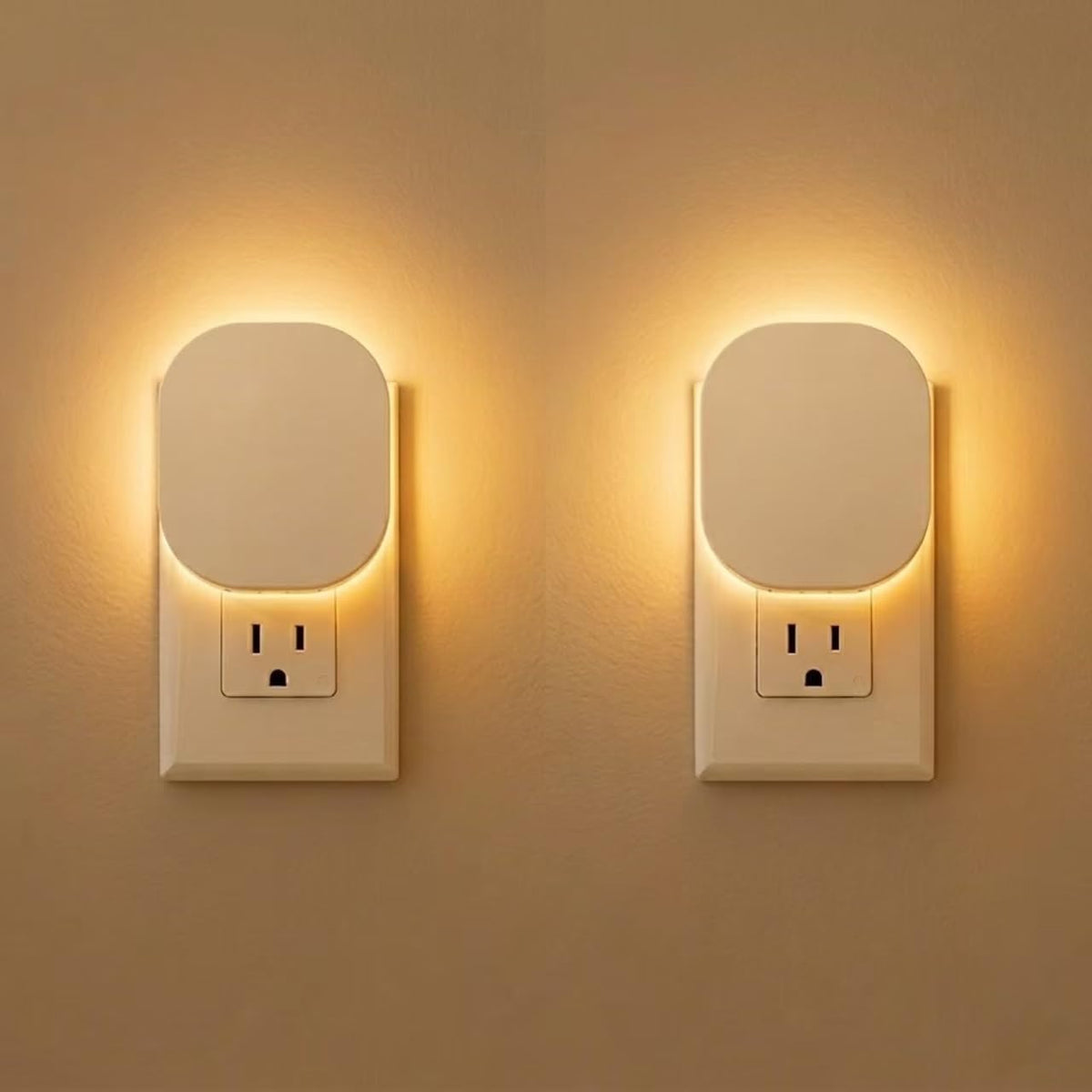 Plug-in LED Backlit Night Light with Motion Sensor & Dusk to Dawn Sensor, 2700K Soft Warm White Nightlight with Dimmable Brightness for Adults & Kids' Bedroom, Bathroom, Hallway, 2 Pack