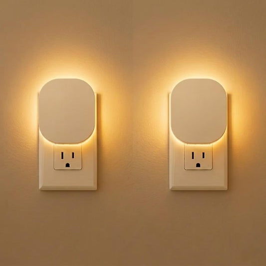 Plug-in LED Backlit Night Light with Motion Sensor & Dusk to Dawn Sensor, 2700K Soft Warm White Nightlight with Dimmable Brightness for Adults & Kids' Bedroom, Bathroom, Hallway, 2 Pack