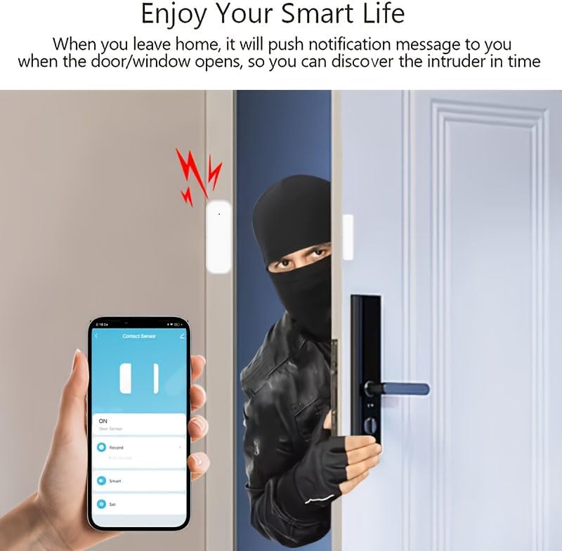 Loopo WiFi Door Window Sensor, Smart Contact Sensor with App Alerts, Compatible with Alexa & Google Assistant, Tuya Smart Life App Door Open Detector, 2.4GHz WiFi Only, No Hub Required, , 2 Pack