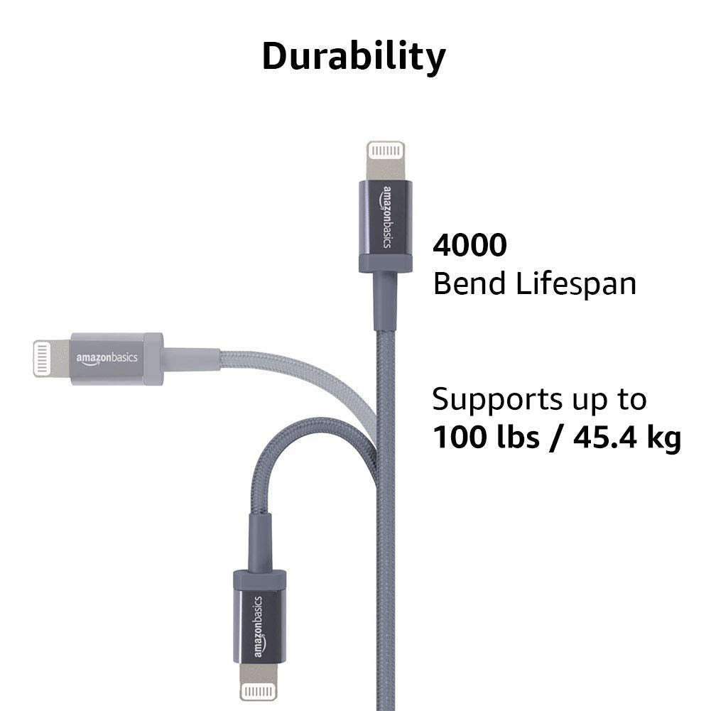 Amazon Basics MFi Certified USB-C to Lightning Cable, Fast Charging with Power Delivery for Apple iPhone 14 Series, 13 12 11 X Xs Pro, Pro Max, Plus, iPad, 6 Foot, Dark Gray