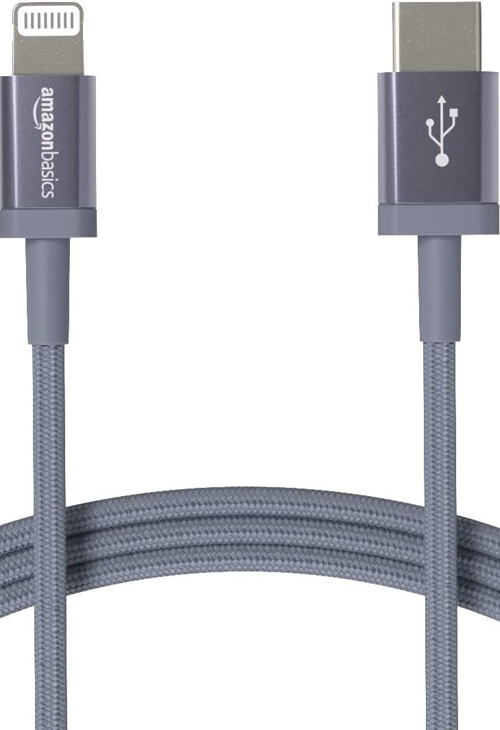 Amazon Basics MFi Certified USB-C to Lightning Cable, Fast Charging with Power Delivery for Apple iPhone 14 Series, 13 12 11 X Xs Pro, Pro Max, Plus, iPad, 6 Foot, Dark Gray