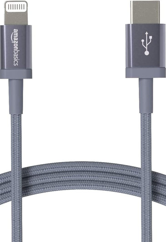 Amazon Basics MFi Certified USB-C to Lightning Cable, Fast Charging with Power Delivery for Apple iPhone 14 Series, 13 12 11 X Xs Pro, Pro Max, Plus, iPad, 6 Foot, Dark Gray