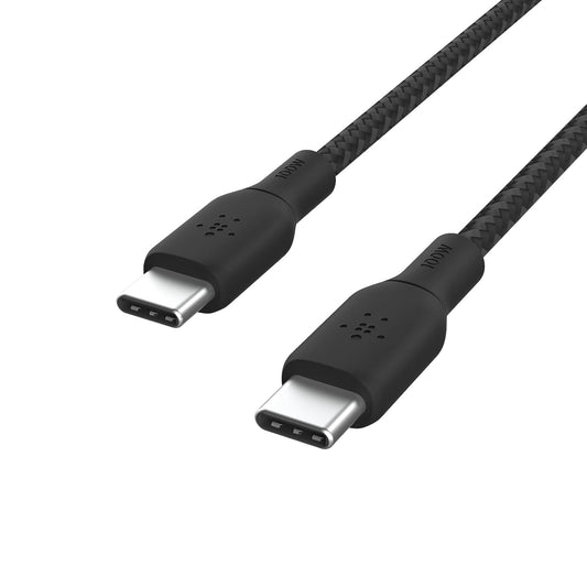 Belkin USB C to C 100W Braided Cable, 6.6ft, iPhone Charger Cord | 100W USB-C Power Delivery, iPhone 17/16, Samsung Galaxy S25, Pixel 10, AirPods, iPad Pro, MacBook, Nintendo Switch 2, travel