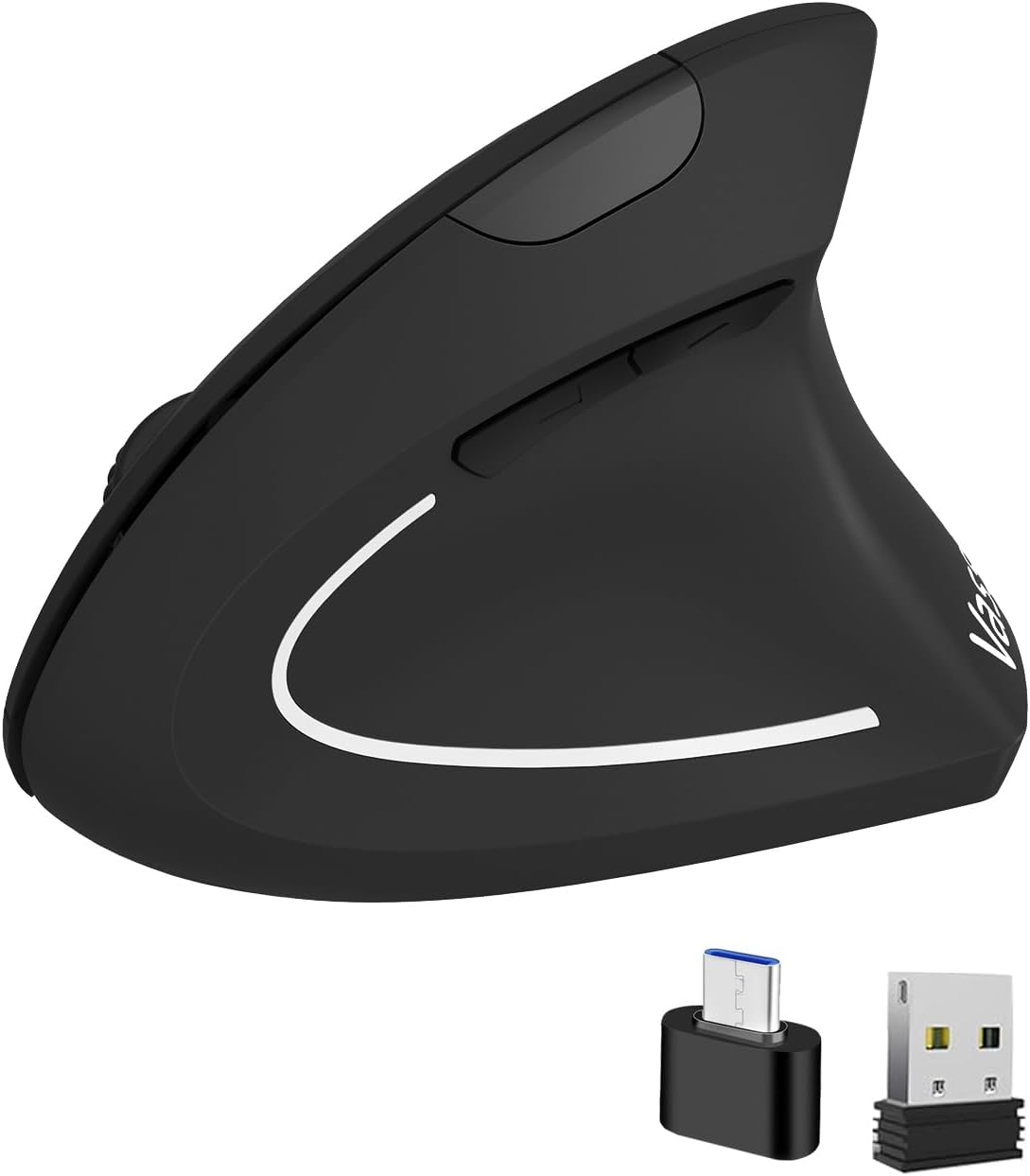 Vassink Ergonomic Mouse, Rechargeable Wireless Mouse,2.4GHz Rechargeable Wireless Vertical Optical Mice with USB Receiver, 6Buttons, 800/1200/1600 DPI, for Laptop, PC, Computer