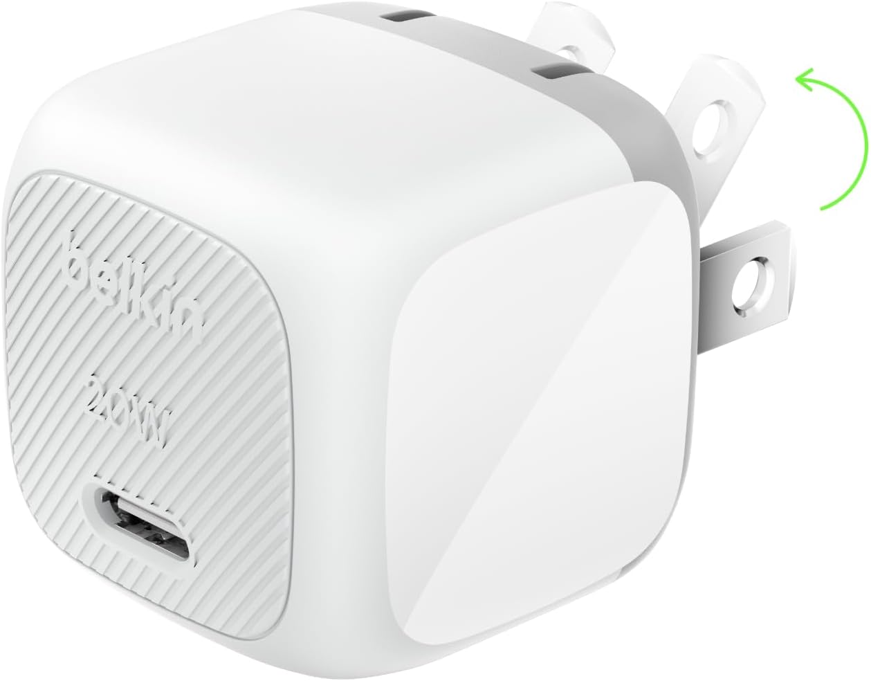 Belkin 20W Compact USB C Charger Block, Fast Charging for Travel | PD 3.1, Travel Charger, iPad, iPhone 17, Samsung Galaxy, Pixel, AirPods, Apple Watch, Nintendo Switch 2, Foldable Prongs