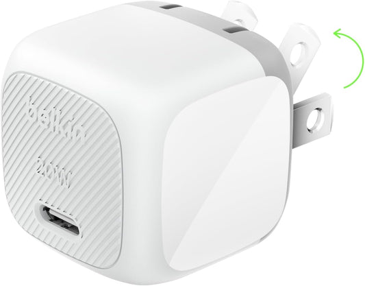 Belkin 20W Compact USB C Charger Block, Fast Charging for Travel | PD 3.1, Travel Charger, iPad, iPhone 17, Samsung Galaxy, Pixel, AirPods, Apple Watch, Nintendo Switch 2, Foldable Prongs