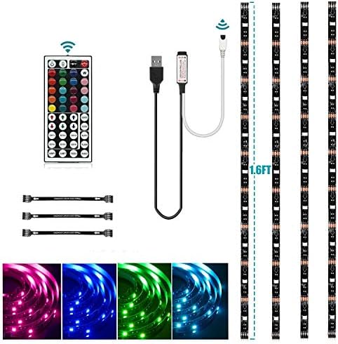 USB LED Strip Lights Kit, 4 Pre-Cut 1.64ft/6.56ft RGB LED Light Strips, Color Changing TV Backlights with Remote, RGB 5050 Bias Lighting for TV, PC, Monitor, Home Theater, DIY Decoration