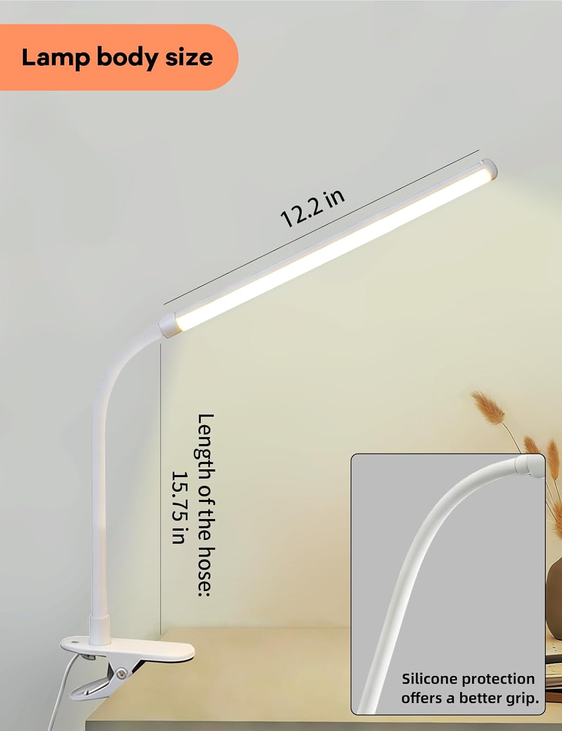 2 Pack LED Desk Lamp with Clamp, Desk Lamps for Home Office Three Colors Dimming, Computer Desk Monitor Light Bar Curved, Clip on Reading Accessories Lighting, Work from Home Essentials