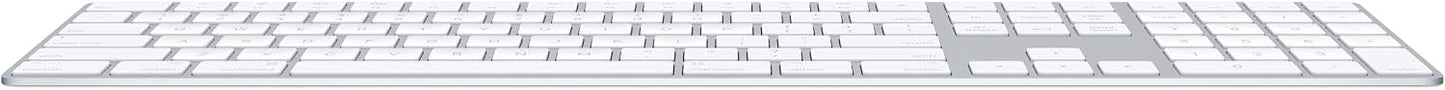 Apple Magic Keyboard with Numeric Keypad: Wireless, Bluetooth, Rechargeable. Works with Mac, iPad, or iPhone; US English - White | USB-C Magic Keyboard with numeric keypad and scissor mechanism for scrolling, gaming and finance
