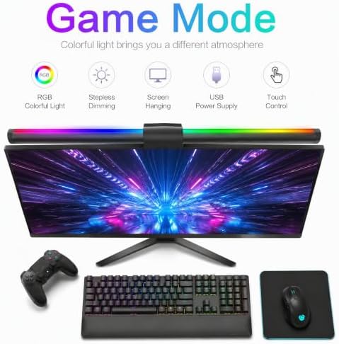 Monitor Light Bar RGB: USB Reading LED Task Lamp with Touch Control - No Screen Glare Dimmable Desk Lamp Computer Monitor Light Bar for Screen Home Office