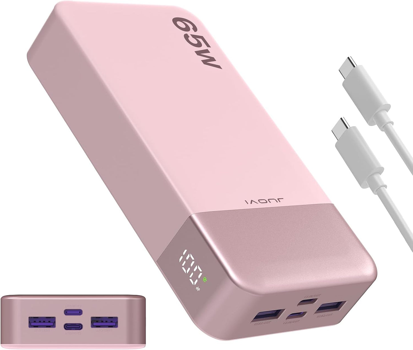 JUOVI 65W Portable Charger for Laptop Power Bank 20000mAh | USB C Laptop Power Bank Fast Charging Battery Pack for Laptop MacBook Dell XPS iPhone 17/16/15/14 Series Samsung and More