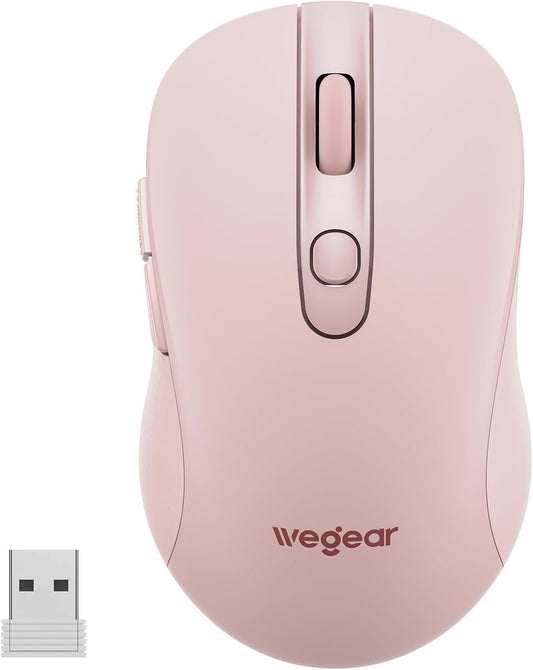 wegear USB Wireless Mouse for Laptop PC Mac, 2.4GHz Cordless Mouse-Pink