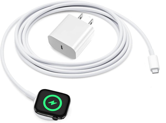 EGK 20W USB-C Magnetic Fast Charger for Apple Watch (MFi), Wireless Charging Cable for All iWatch Series (2 m)