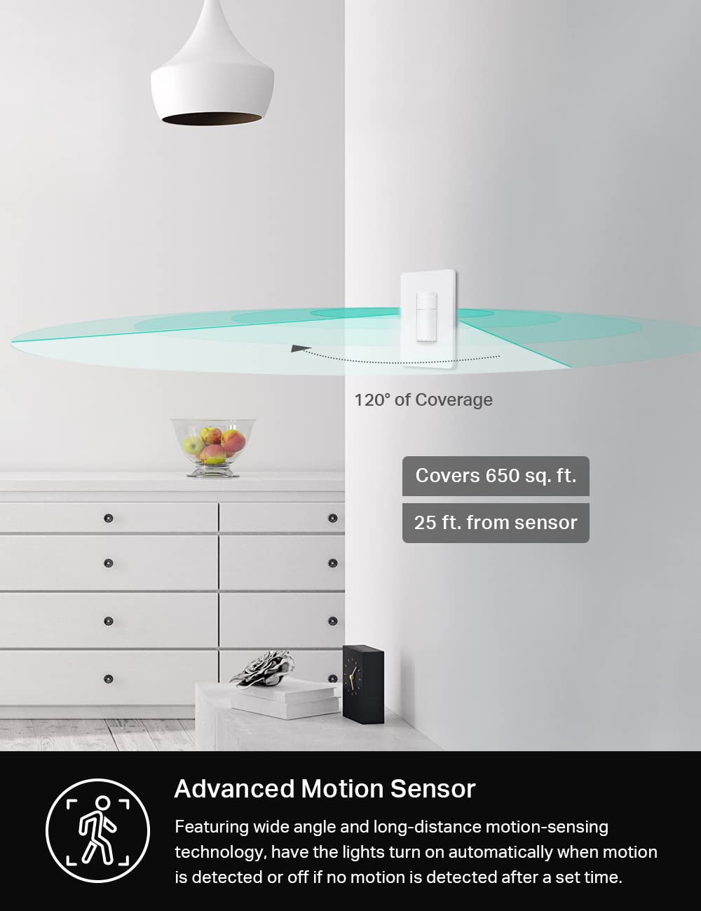 Kasa Smart Wi-Fi Motion Sensor Switch KS200M, Single Pole