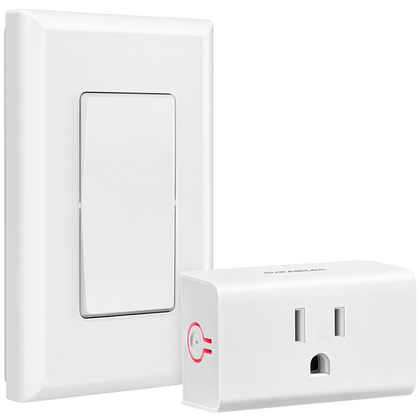 SURAIELEC Wireless Light Switch Remote Control Outlet, No Wiring Needed, 100 FT Range, Pre-Programmed, Remote Outlet Wall Switch for Plug in Pendant Light, Lamp, Christmas Tree, Holiday Decorations