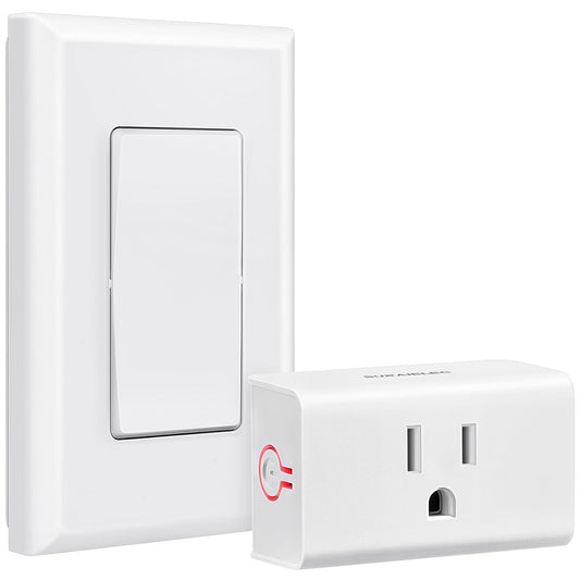 SURAIELEC Wireless Light Switch Remote Control Outlet, No Wiring Needed, 100 FT Range, Pre-Programmed, Remote Outlet Wall Switch for Plug in Pendant Light, Lamp, Christmas Tree, Holiday Decorations