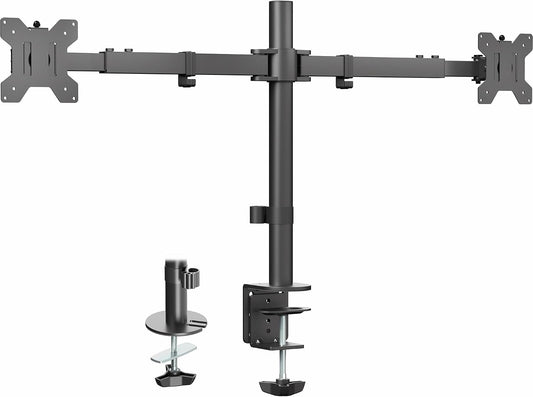 VIVO Premium Dual Ultra Wide LCD LED 27 to 38 inch Monitor Desk Mount, Heavy Duty, Adjustable Telescoping Arms, Flush Wall Setup, Fits 2 Screens, Black, STAND-TS38C