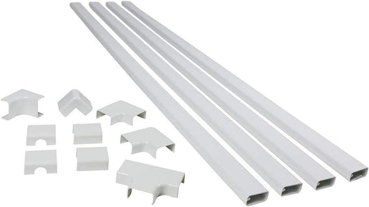 Legrand Wiremold Cordmate II 120 Inch 12 Piece Cord Cover Kit White | Cord Hider, On Wall, Self Adhesive, Hide up to 3 Cords, Cut to Size, Customizable, Cable Concealer