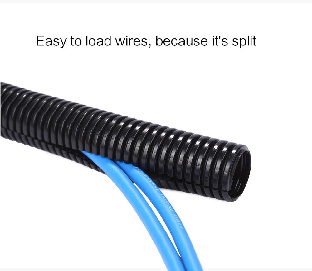 Alex Tech 25ft - 1/2 inch Split Wire Loom Tubing - Black