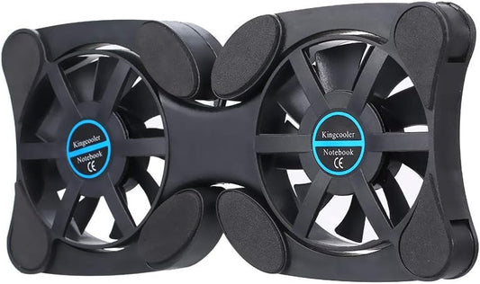QUZHI Mini Portable Folding Foldable USB Dual Fan Cooler Cooling Pad for PC Laptop Notebook 7