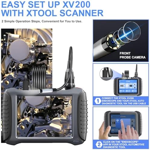 XTOOL Inspection Camera XV200, 2MP&1080P HD& 8 LEDs Automotive Endoscope | Waterproof Borescope Inspection Camera with Light, Work with D7/D7S/D7W, D8S/D8W, D9S//D9S PRO/IP919 PRO Type-C Version