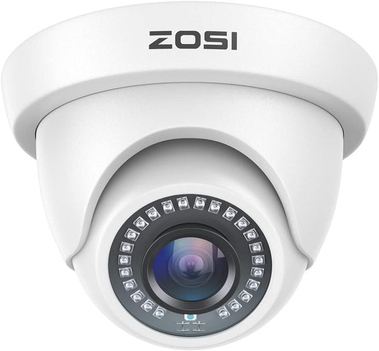 ZOSI 2MP 1080P Home Security Camera Outdoor Indoor, 4-in-1 Hybrid TVI/CVI/AHD/CVBS Analog CCTV Dome Camera, 80ft Night Vision, IP66 Weatherproof, for 720P/1080P/5MP/4K DVR Systems