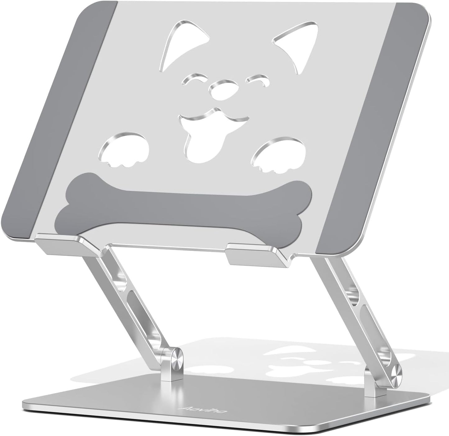 Aoviho Aluminum Laptop Stand for Desk Fit for All 10"-17.3" Laptops, Pink | Height-adjustable Notebook Holder, Ergonomic Computer Riser with Unique Puppy Cooling Vent, for Mac, Dell, Lenovo, HP