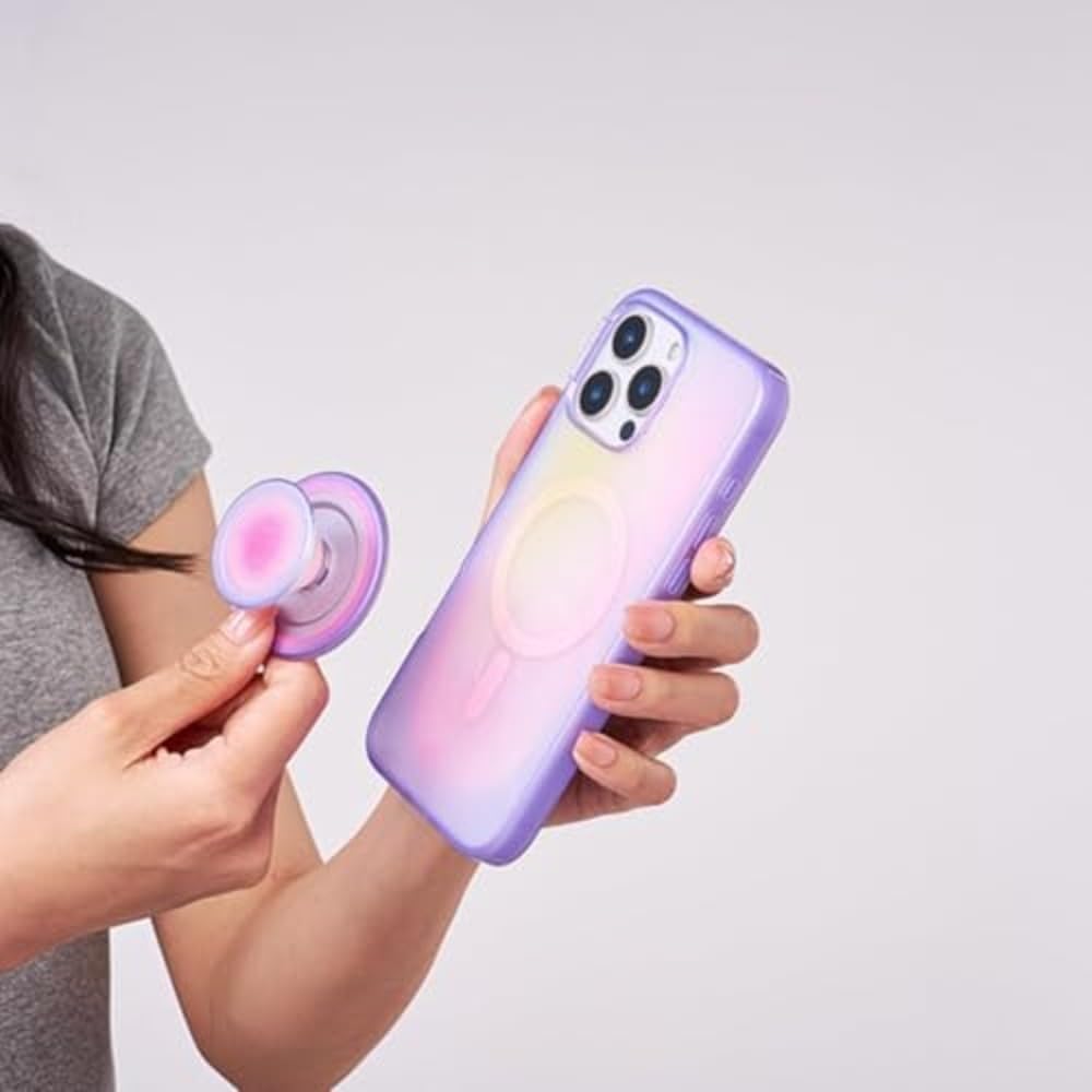 PopSockets Phone Grip for MagSafe, Magnetic Holder, Phone Stand, Purple - Aura