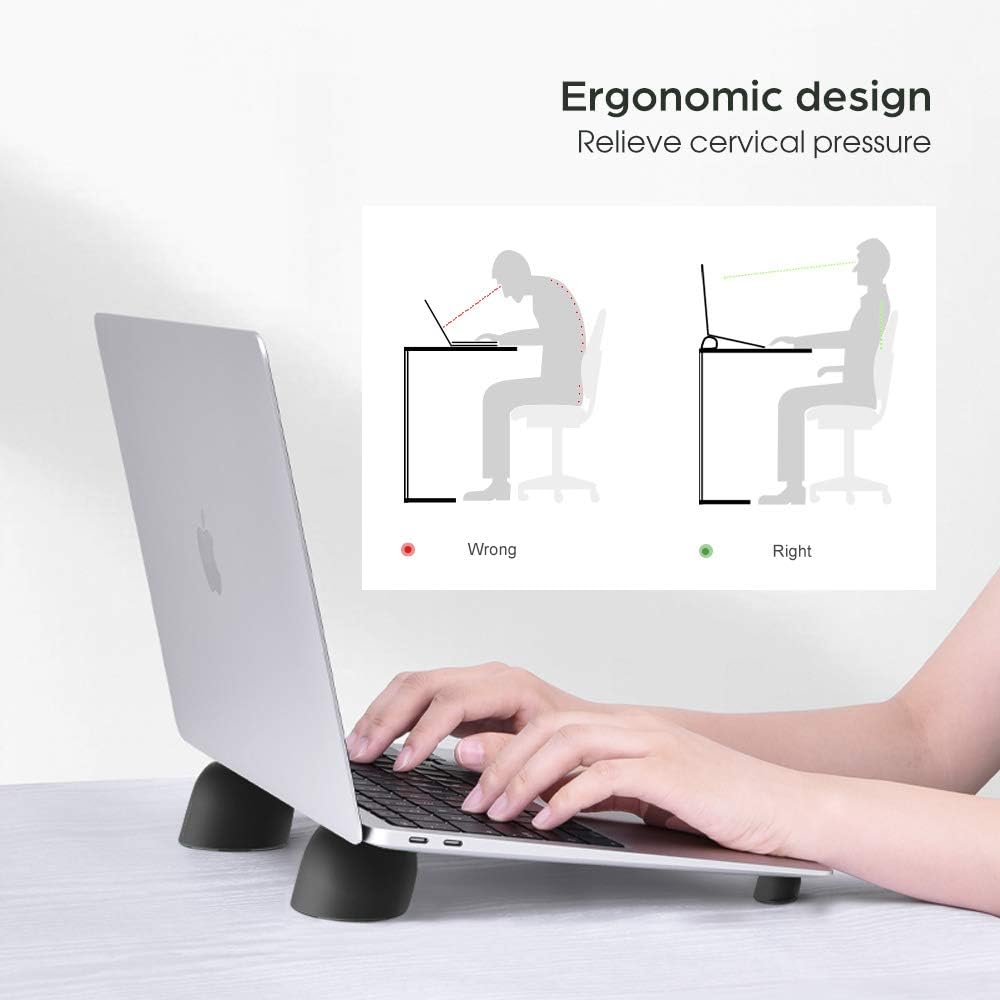 Magnetic Mini Laptop Riser, Cooling Stand for Travel Office Cafe | 2 in 1 Two Sizes, Portable Ergonomic Keyboard Feet Riser, Desktop Pads for 10-15.6" Mac HP Dell
