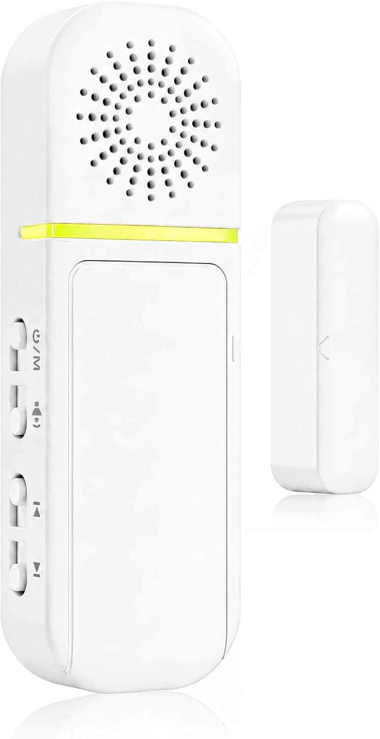 SanJie Door Left Open Alarm&Door Chime,Instant/30s/1min/2min Delay,1 Sensor | Door Alarms for Dementia/Kids Safety, Door Left Open Alarm for Business, Home, Fridge, Pool, Garage, 0-110dB, 27 Chimes