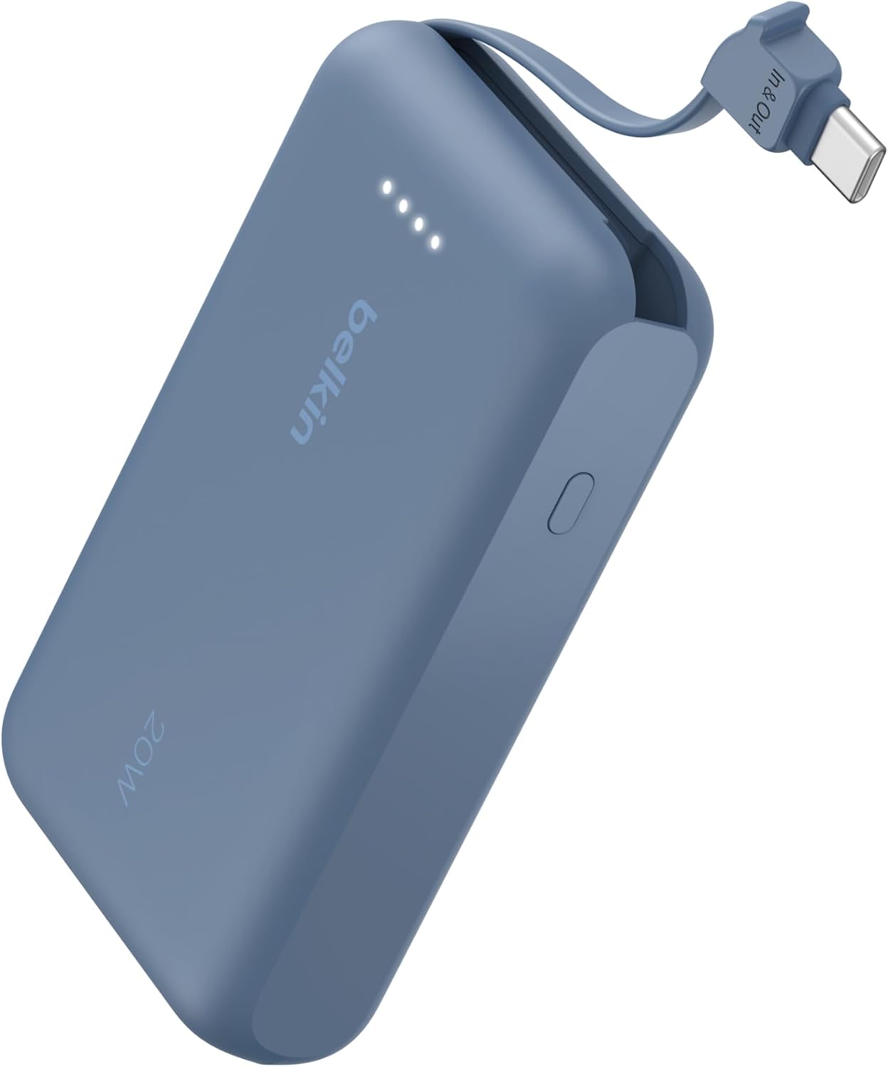 Belkin 10000mAh 20W USB C Power Bank, Portable Charger for iPhone &amp; iPad | Fast Charging, Integrated USB C Cable, Eatra USB C Port, iPhone 17, iPad, Samsung Galaxy S26, Charge 2 Devices