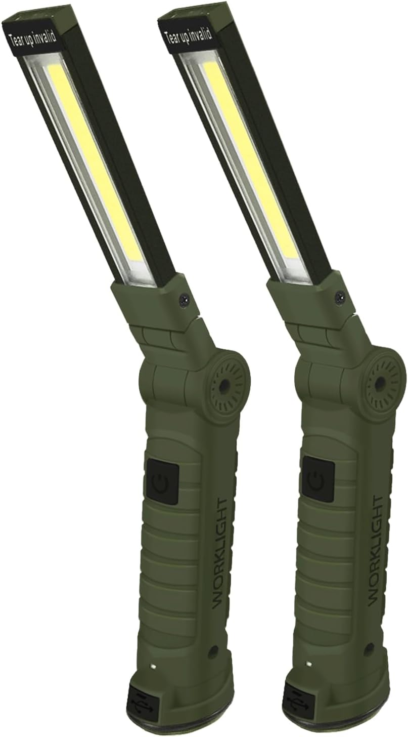 NODINIHU Working Light Portable, Rechargeable Work Lights with Magnetic Base Hanging Hook,360° Rotate 5 Modes,COB LED 800 Lumens Foldable Inspection Light for Car Repair, Grill and Outdoor Use(4pack)