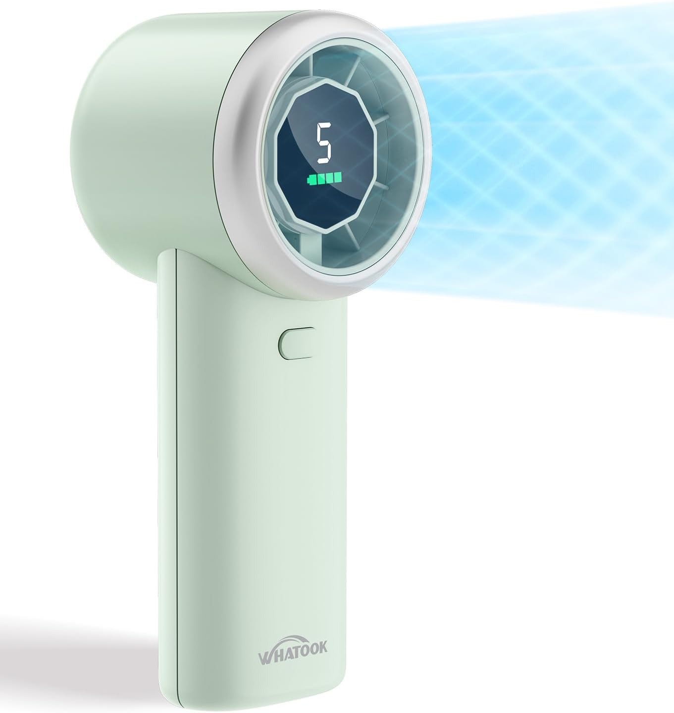WHATOOK Portable Handheld Turbo Fan, 5 Speeds Mini Personal Fan with 4000mAh Rechargeable Battery, Small Pocket Fan for Travel Essentials, Beach, Office, Gifts for Women Men - Off White