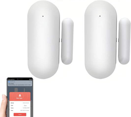 Mengshen 2 Pack WiFi Door Window Sensors Smart Contact Sensor App Alert | Open Detector with Notification Alerts, Compatible with Alexa Google Assistant