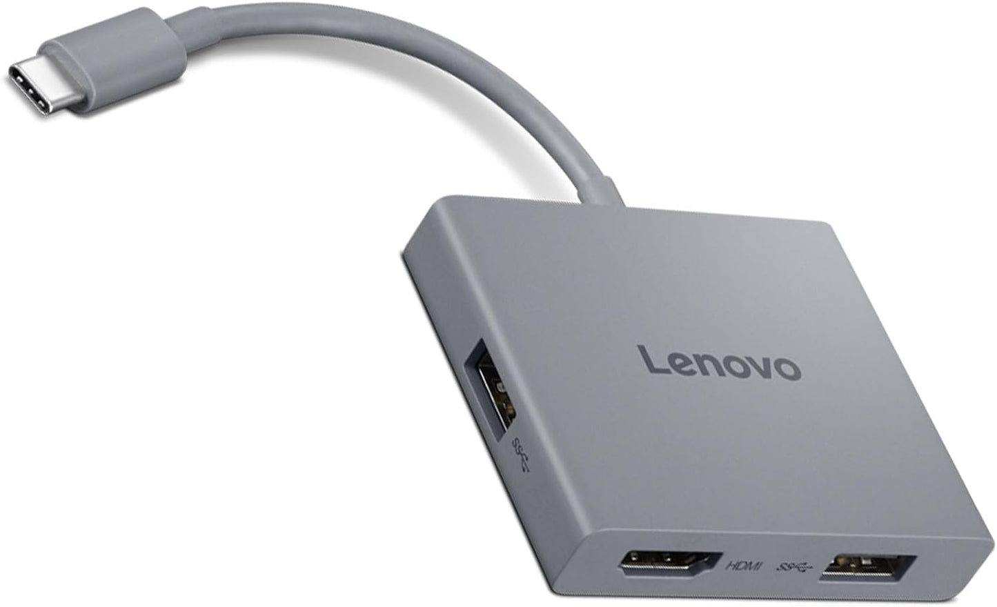 Lenovo USB-C 5-in-1 Travel Hub, 90W Power Delivery, 4K 60Hz HDMI, Dual USB-C and USB-A Ports, Plug and Play, Compact, Silver Grey