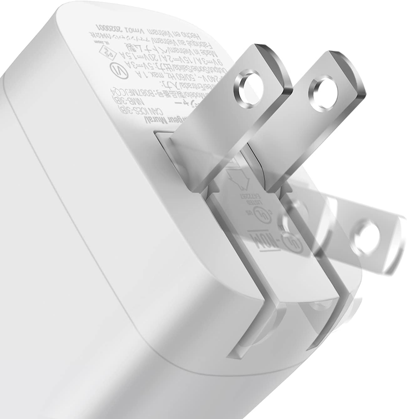 Amazon Basics 30W One-Port GaN USB-C Wall Charger with Power Delivery PD for Tablets & Phones (iPhone 16/15/14/13/12/11/X, iPad, Samsung, More), Non-PPS, White