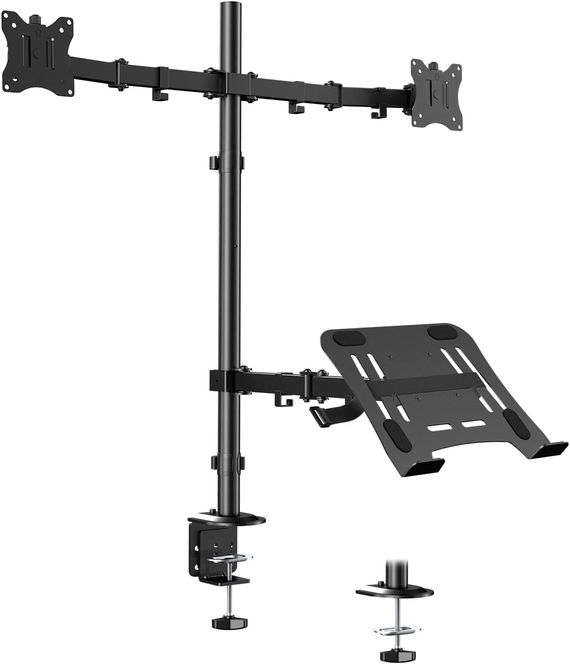 Dual Monitor and Laptop Desk Mount fits 17-32 Inch, Full Motion