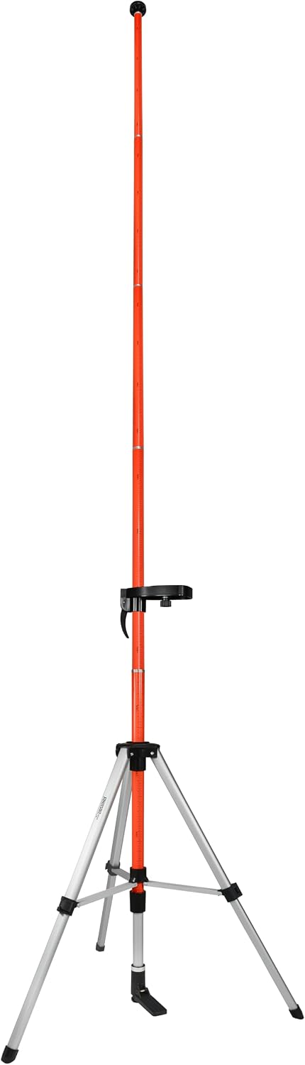 Johnson Level & Tool 40-6302 Heavy Duty 11' Adjustable Laser Pole with Aluminum Tripod, 1/4"-20 & 5/8"-11 Threads, Laser Accessory for Stability & Precision