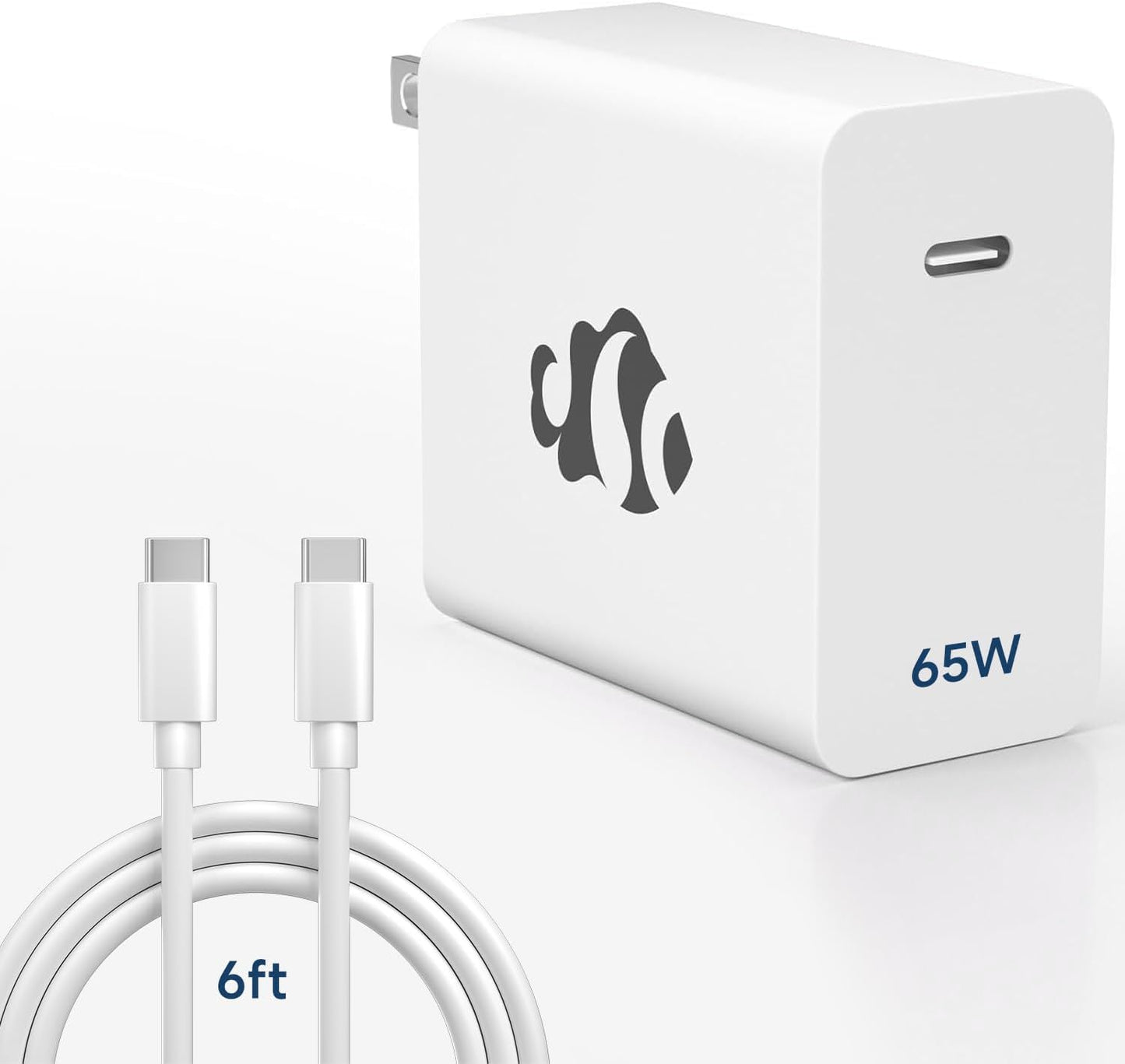 NIMO 65W GaN USB C Fast Charger, Compact PD 3.0 Adapter with 6.6ft Cable, Reliable Laptop Power Block for MacBook Pro/Air, iPhone-17/16 Pro Max, iPad, Sam-sung-S26/S25, PPS Charger for Travel Office