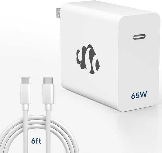 NIMO 65W GaN USB C Fast Charger, Compact PD 3.0 Adapter with 6.6ft Cable, Reliable Laptop Power Block for MacBook Pro/Air, iPhone-17/16 Pro Max, iPad, Sam-sung-S26/S25, PPS Charger for Travel Office