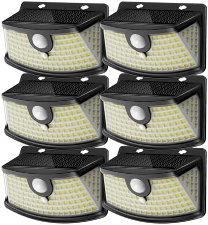 Aootek Solar Motion Sensor Lights Outdoor 120 LEDs, Black, 6 Pack