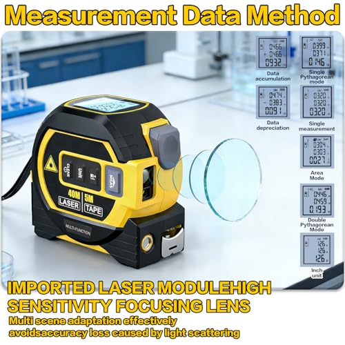 2026The Ruler 3-in-1 Measuring Tape, Tools Tape Measure, 3-in-1 Rangefinder with Led Display, 3 in 1 Digital Tape Measure with Cross Line, AutoLock, Measure Area, Volume, Pythagorean ﻿