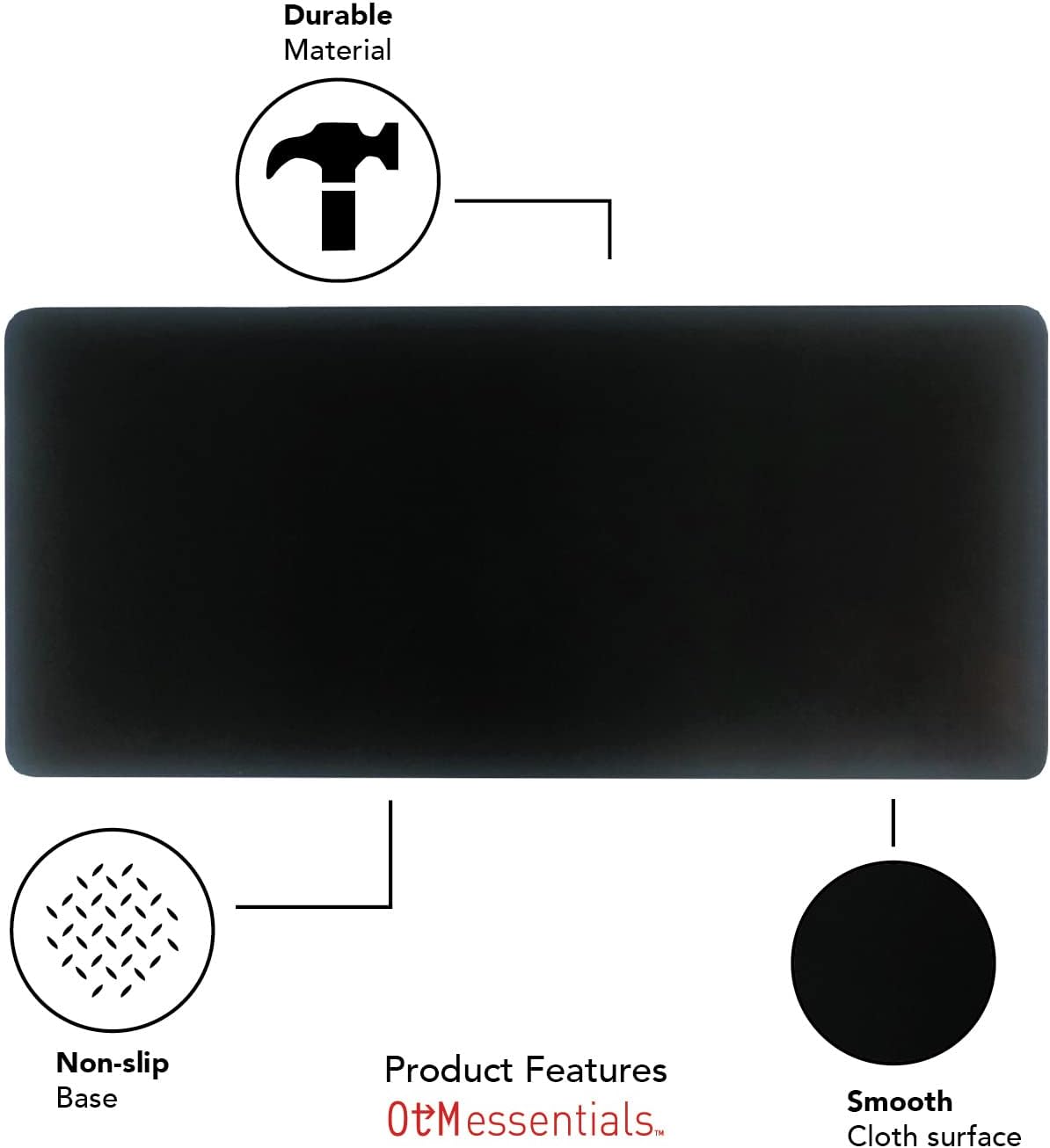OTM Essentials Emory University Classic Cloth Desk Mat, Durable Office Supplies, Non-Slip Base, Responsive Desk Pad with Smooth Cloth Surface, Black